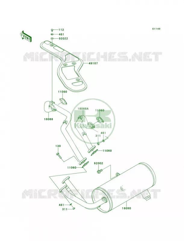 Mufflers Kawasaki MULE 620 2010 MULE 4010 TRANS4X4 REALTREE APG HD  KAF620SAF