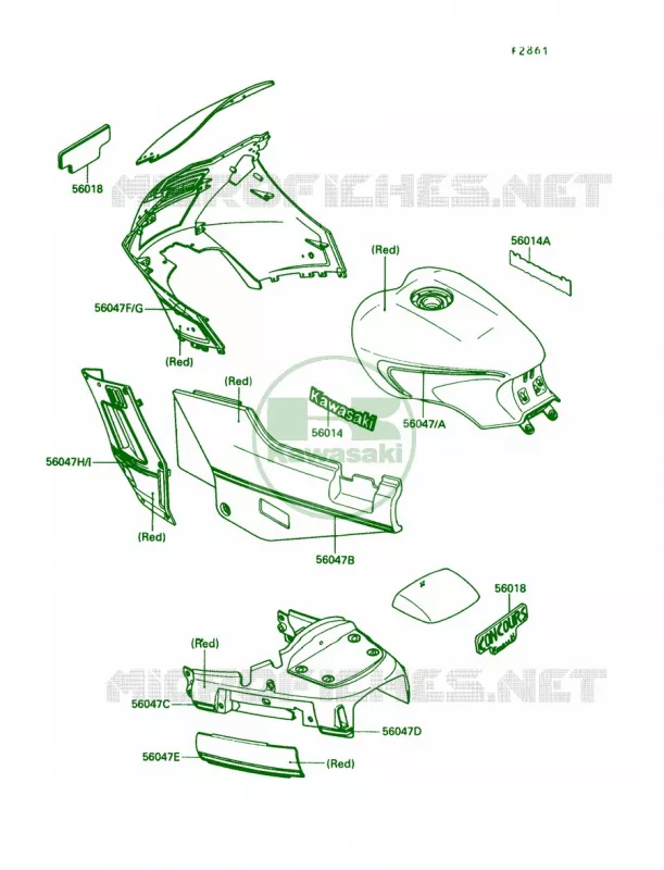 DecalRed Kawasaki MOTOS 1000 1991 Concours  ZG1000-A6