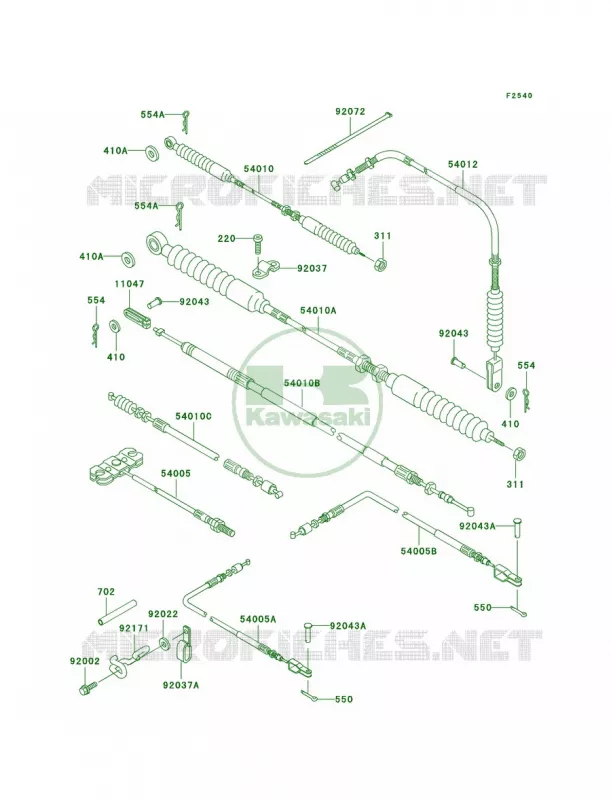 Cables Kawasaki MULE 950 2007 MULE 2510 DIESEL  KAF950-A2