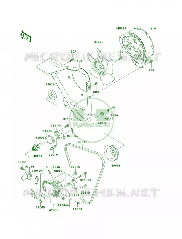 Water Pump Kawasaki MULE 950 2007 MULE 2510 DIESEL  KAF950-A3