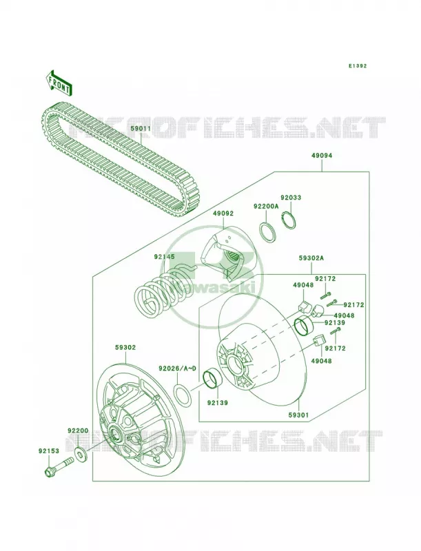 Driven ConverterDrive Belt Kawasaki MULE 950 2008 MULE 3010 DIESEL 4X4  KAF950D8F