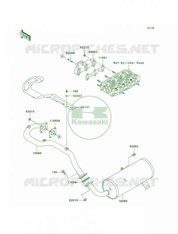 Mufflers Kawasaki MULE 950 2008 MULE 3010 DIESEL 4X4  KAF950D8F