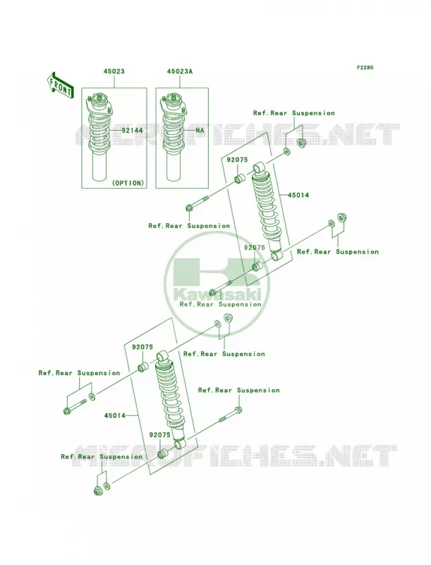 Shock Absorbers Kawasaki MULE 950 2008 MULE 3010 DIESEL 4X4  KAF950D8F