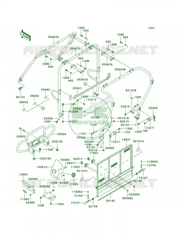 GuardsCab Frame Kawasaki MULE 950 2008 MULE 3010 TRANS4X4 DIESEL  KAF950E8F