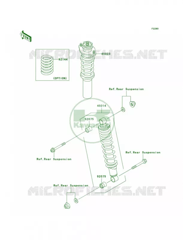 Shock Absorbers Kawasaki MULE 950 2008 MULE 3010 TRANS4X4 DIESEL  KAF950E8F