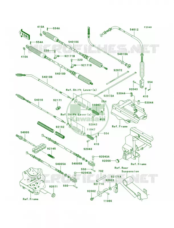 Cables Kawasaki MULE 950 2010 MULE 4010 TRANS4X4 DIESEL REALTREE APG HD  KAF950HAF
