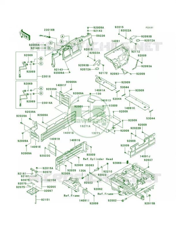 Frame Fittings Kawasaki MULE 950 2010 MULE 4010 TRANS4X4 DIESEL REALTREE APG HD  KAF950HAF