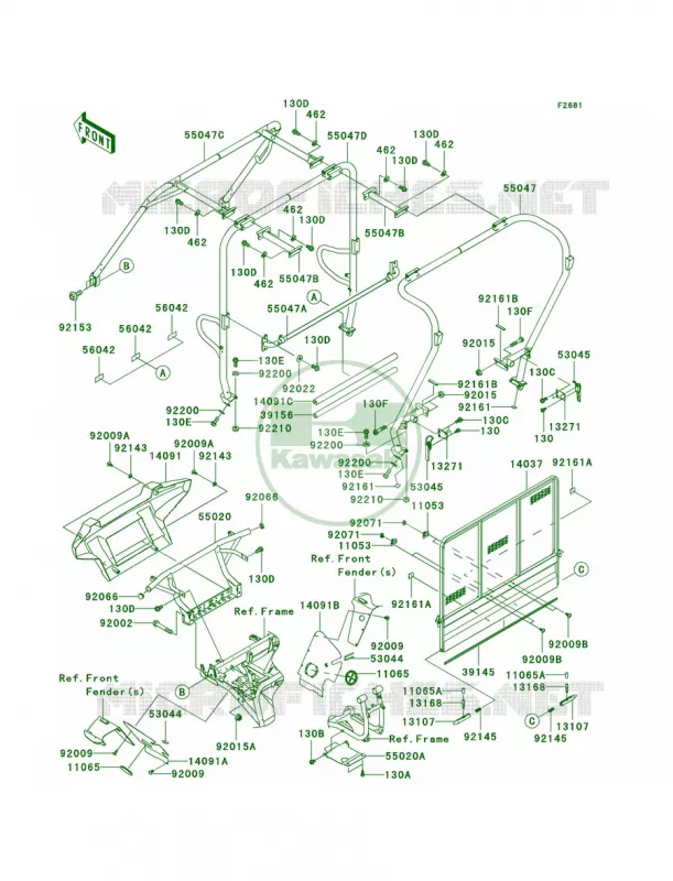 GuardsCab Frame Kawasaki MULE 950 2010 MULE 4010 TRANS4X4 DIESEL REALTREE APG HD  KAF950HAF