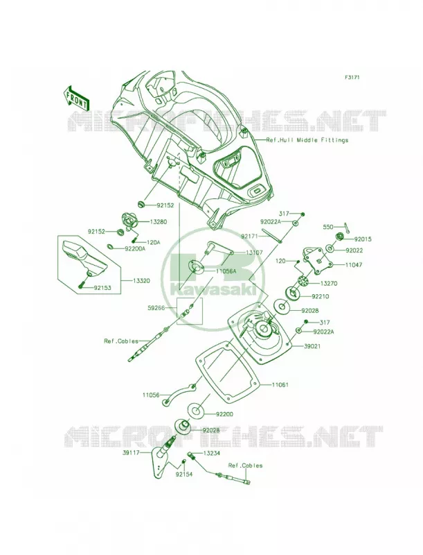 Handle Pole Kawasaki JET SKI 1500 2014 ULTRA 310X SE  JT1500PEF