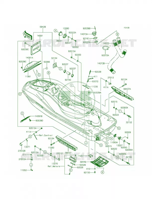 Hull Kawasaki JET SKI 1500 2014 ULTRA 310X SE  JT1500PEF