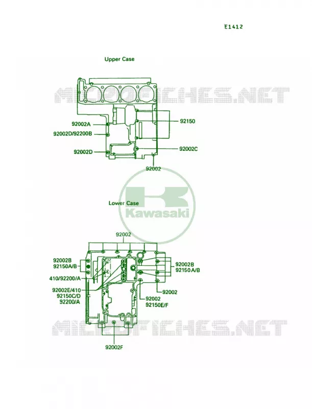 Crankcase Bolt Pattern Kawasaki MOTOS 1000 1989 Concours  ZG1000-A4