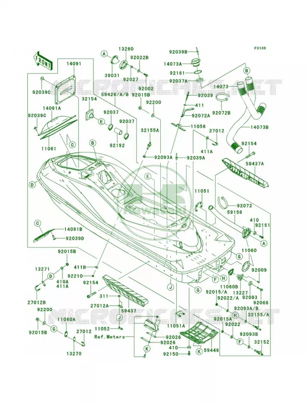 Hull Kawasaki JET SKI 1500 2013 ULTRA LX  JT1500KDF