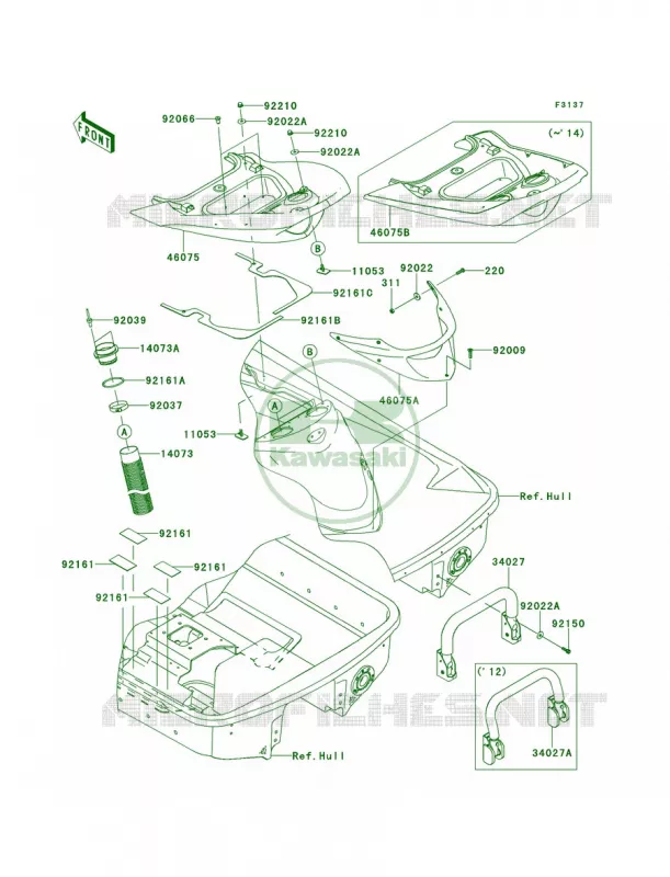 Hull Rear Fittings Kawasaki JET SKI 1500 2013 ULTRA LX  JT1500KDF