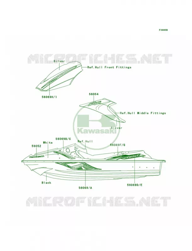 DecalsWhiteADF Kawasaki JET SKI 1500 2012 STX-15F  JT1500ACF