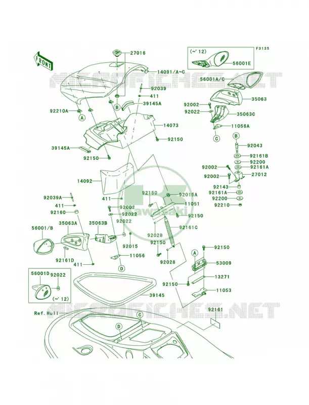 Hull Front Fittings Kawasaki JET SKI 1500 2012 STX-15F  JT1500ACF