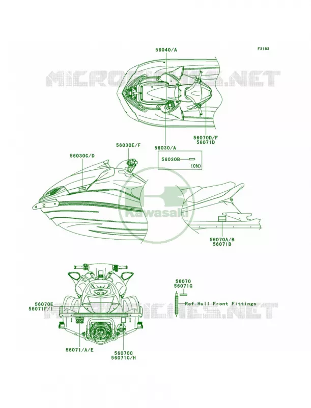 Labels Kawasaki JET SKI 1500 2011 ULTRA 300X  JT1500HBF