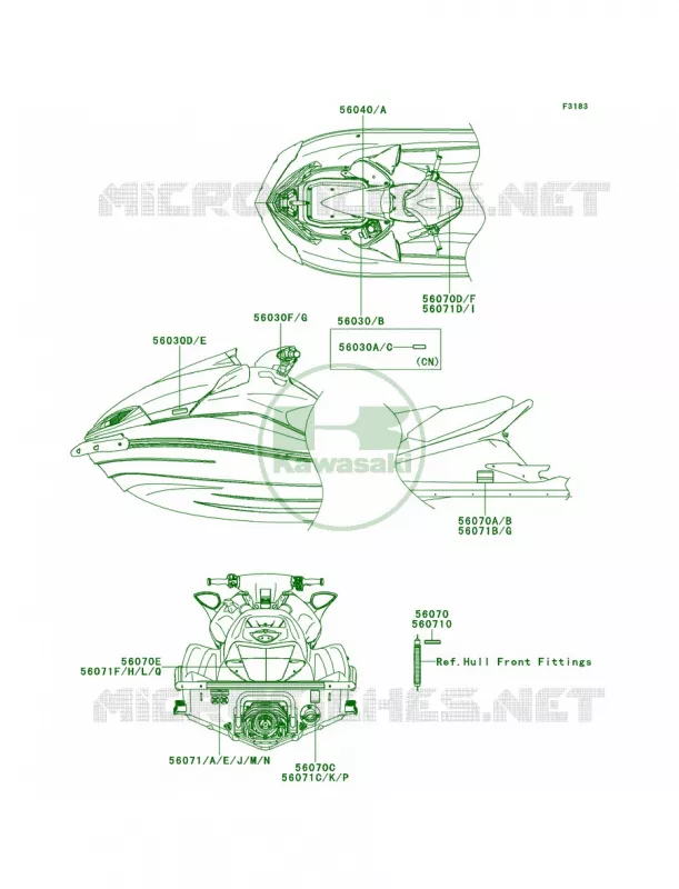 Labels Kawasaki JET SKI 1500 2011 ULTRA 300LX  JT1500JBF