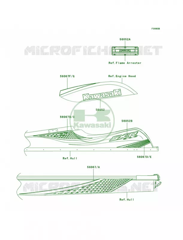 DecalsRedA7FUS Kawasaki JET SKI 800 2010 800 SX-R  JS800AAF