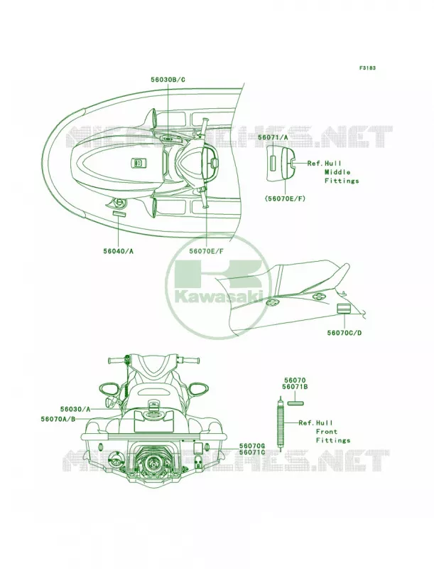 Labels Kawasaki JET SKI 1500 2010 STX-15F  JT1500AAF