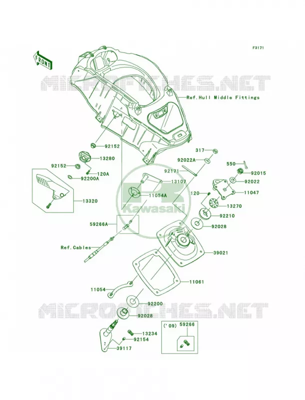 Handle Pole Kawasaki JET SKI 1500 2009 ULTRA 260LX  JT1500F9F