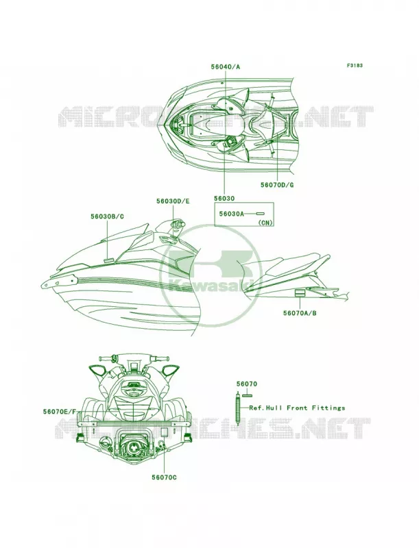 Labels Kawasaki JET SKI 1500 2008 ULTRA 250X  JT1500B8F