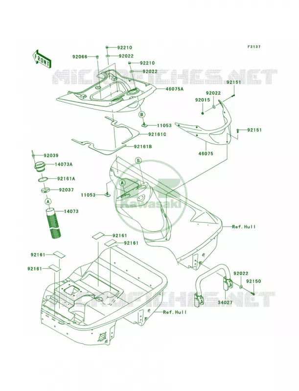 Hull Rear Fittings Kawasaki JET SKI 1500 2008 ULTRA LX  JT1500C8F