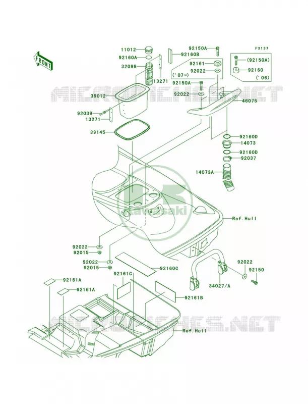 Hull Rear Fittings Kawasaki JET SKI 1200 2006 STX-12F  JT1200D6F