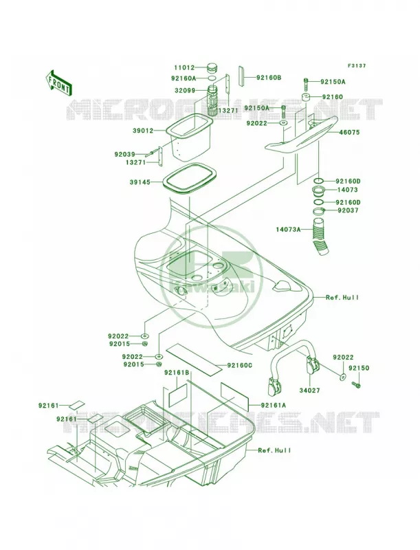 Hull Rear Fittings Kawasaki JET SKI 1200 2005 STX-12F  JT1200-D1