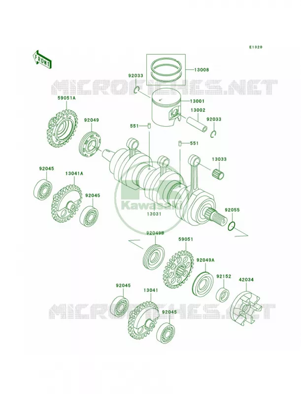 CrankshaftPistons Kawasaki JET SKI 1200 2004 1200 STX-R  JT1200-C1