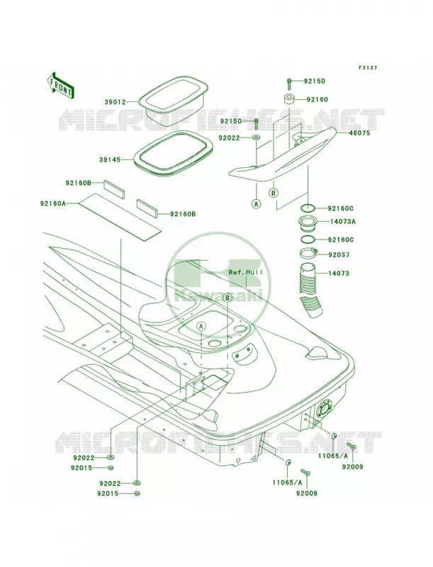 Hull Rear Fittings Kawasaki JET SKI 1200 2004 1200 STX-R  JT1200-C1