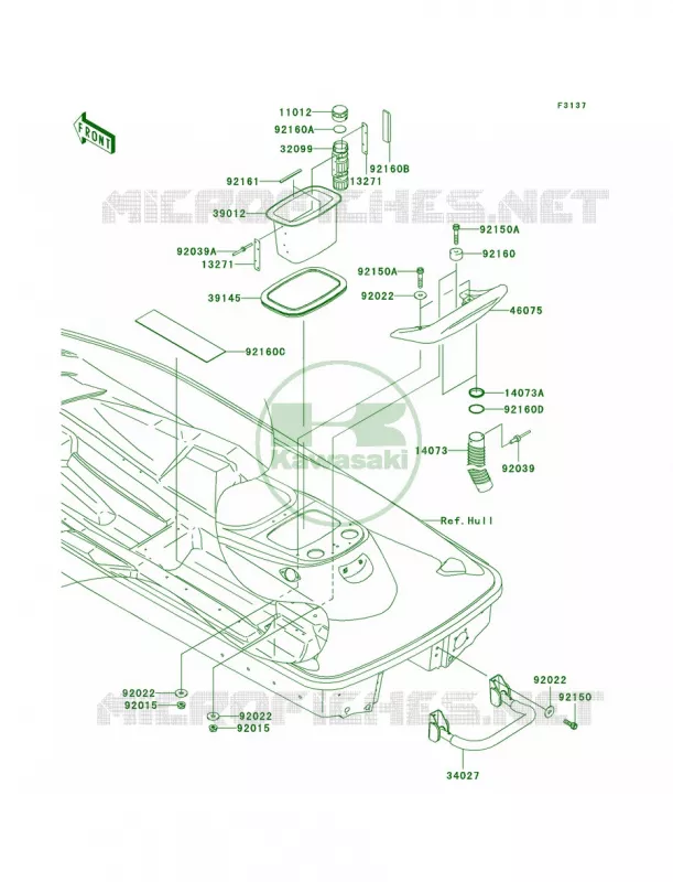 Hull Rear Fittings Kawasaki JET SKI 1100 2003 1100 STX D.I.  JT1100-G1