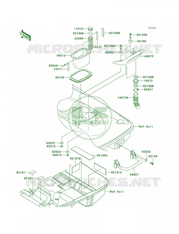 Hull Rear Fittings Kawasaki JET SKI 1200 2003 STX-12F  JT1200-B1