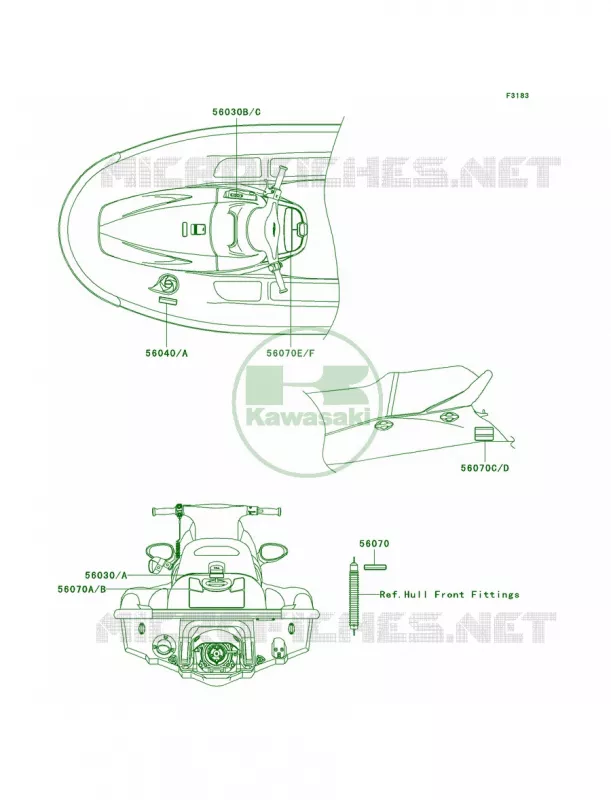 Labels Kawasaki JET SKI 1200 2003 STX-12F  JT1200-B1