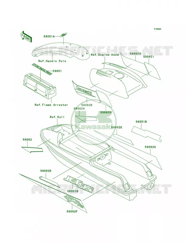 DecalsJS750-C1 Kawasaki JET SKI 750 2002 SXI PRO  JS750-C5