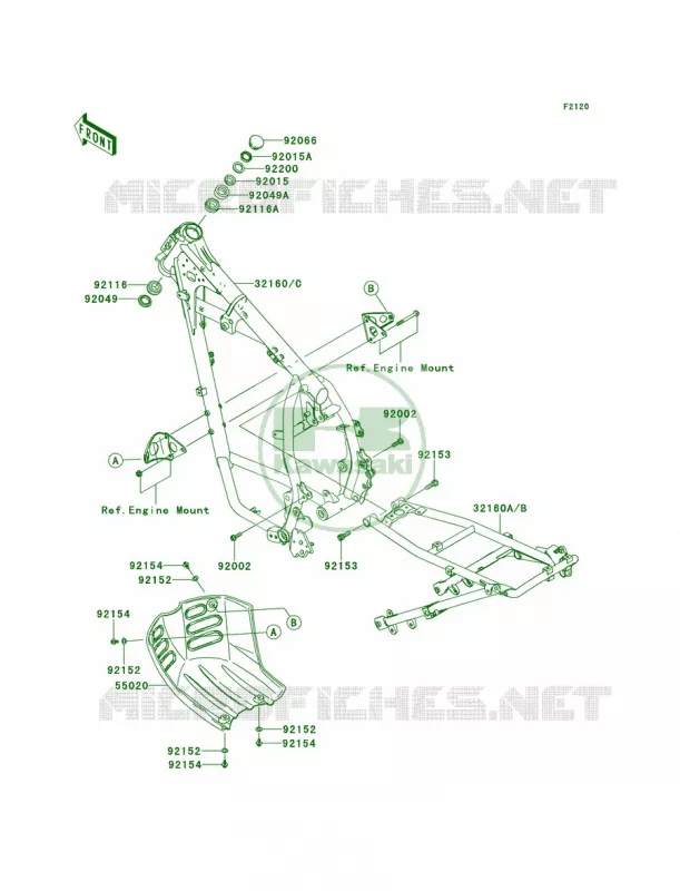 Frame Kawasaki MOTOS 650 2014 KLR650 New Edition  KL650EES