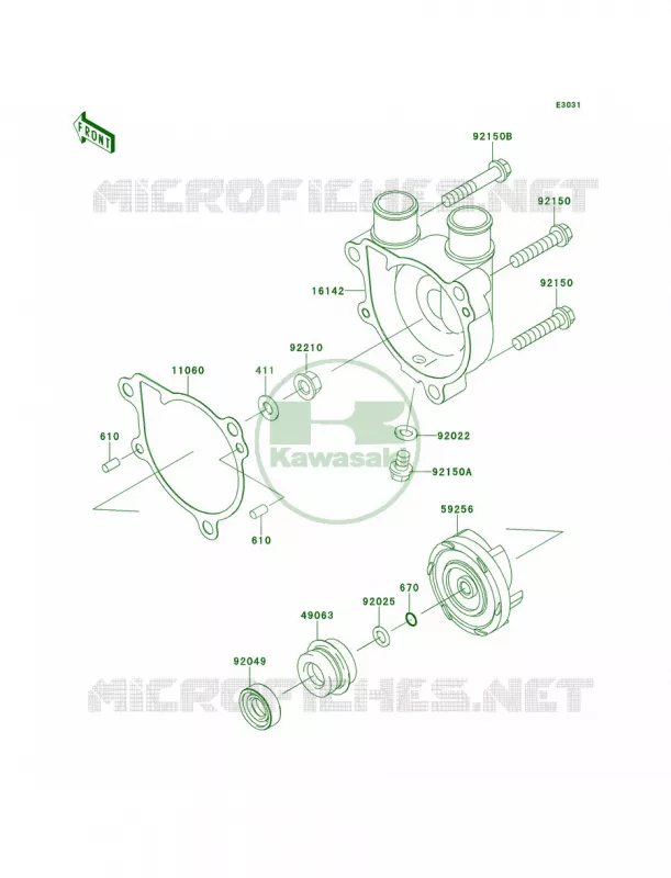 Water Pump Kawasaki MOTOS 650 2014 KLR650 New Edition  KL650EES
