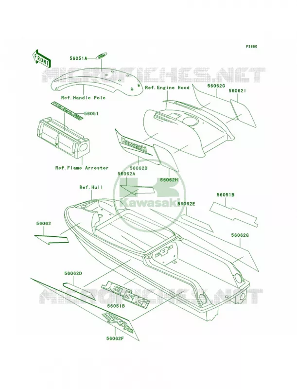 DecalsJS750-C1 Kawasaki JET SKI 750 1999 SXI PRO  JS750-C2