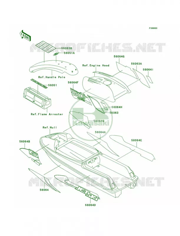 DecalsJS750-C4 Kawasaki JET SKI 750 1999 SXI PRO  JS750-C2