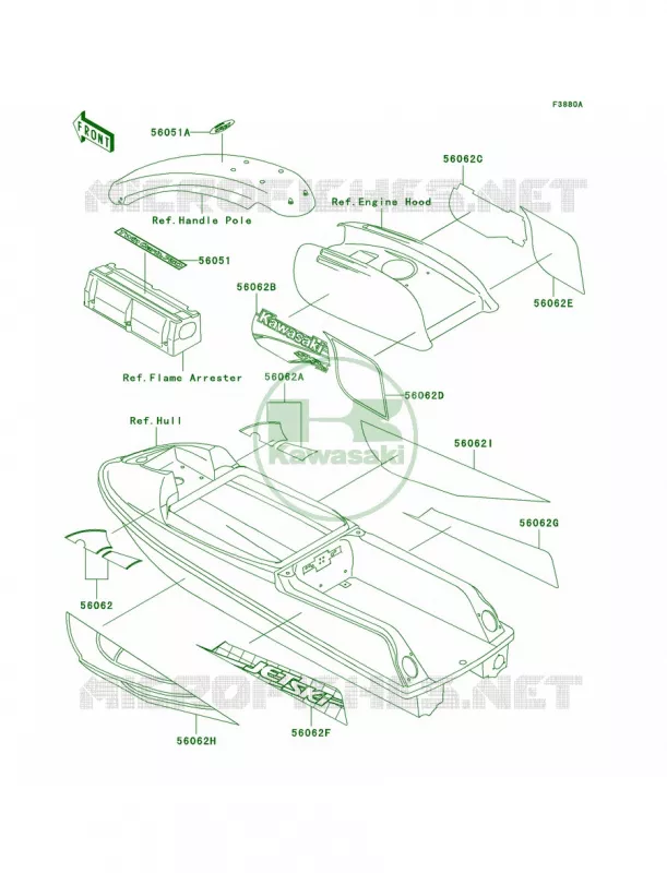 DecalsJS750-C2 Kawasaki JET SKI 750 1998 SXI PRO  JS750-C1