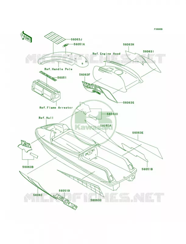 DecalsJS750-C3 Kawasaki JET SKI 750 1998 SXI PRO  JS750-C1