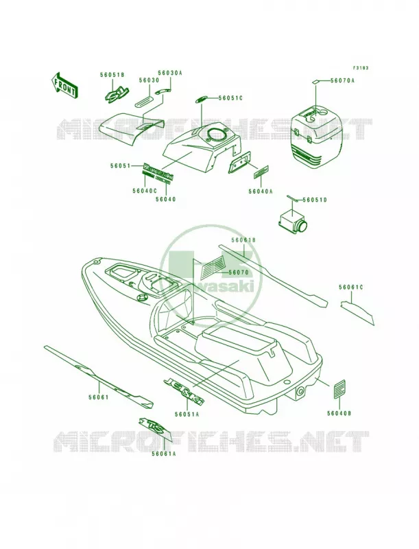 Labels Kawasaki JET SKI 650 1996 TS  JF650-B8