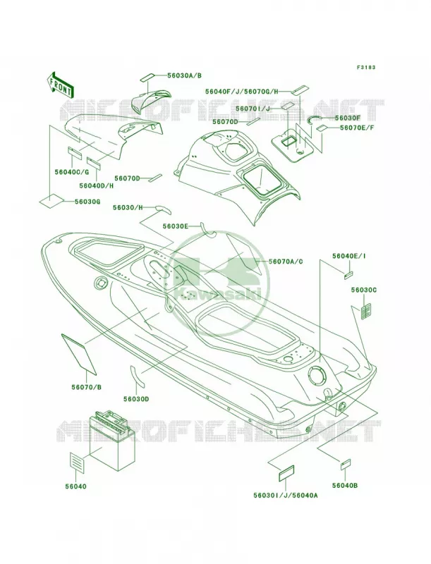 Labels Kawasaki JET SKI 750 1996 STS  JT750-B2