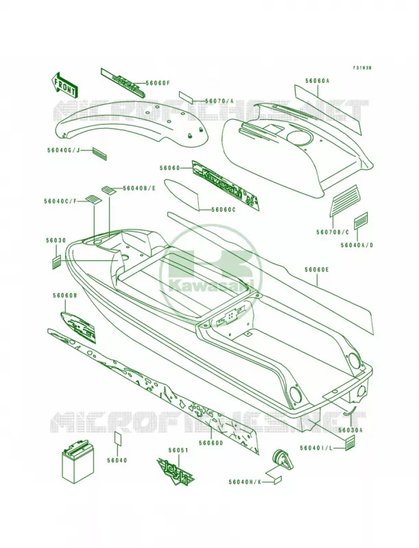 LabelsJS750-A3A4 Kawasaki JET SKI 750 1995 750 SX  JS750-A4