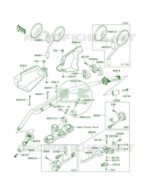 Handlebar Kawasaki MOTOS 650 2013 KLR650  KL650EDF