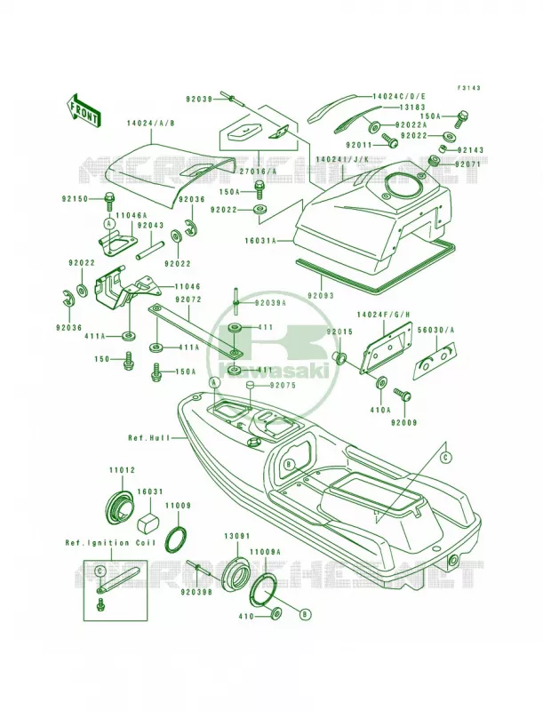 Hull Fittings Kawasaki JET SKI 650 1993 TS  JF650-B5
