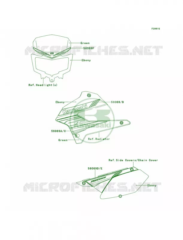 DecalsGreenTCF Kawasaki MOTOS 250 2012 KLX250S  KLX250TCF