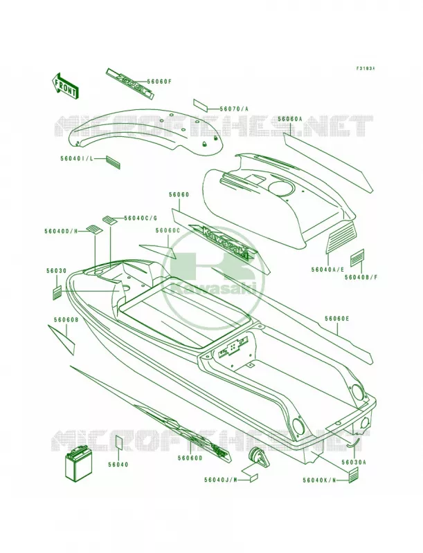 LabelsJS750-A2 Kawasaki JET SKI 750 1993 750 SX  JS750-A2