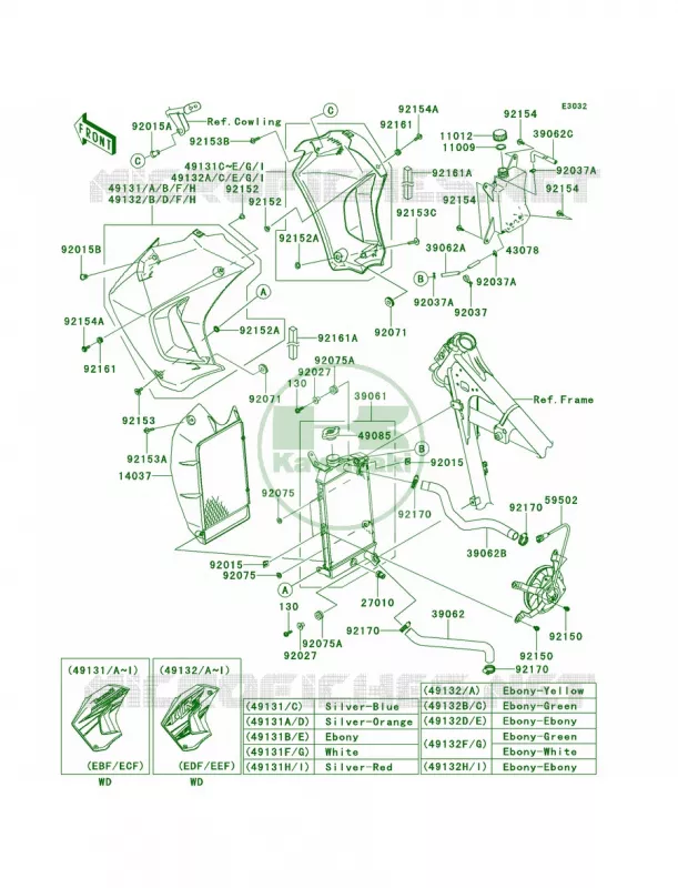 RadiatorEBF-EEF Kawasaki MOTOS 650 2012 KLR650  KL650ECF