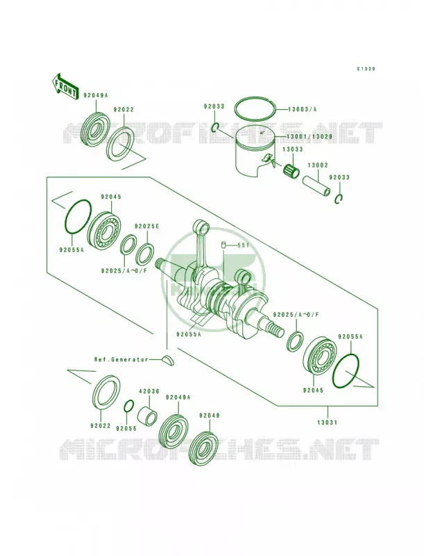 CrankshaftPiston Kawasaki JET SKI 440 1992 JS440  JS440-A16