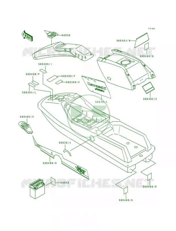 Label Kawasaki JET SKI 650 1992 650 SX  JS650-B2